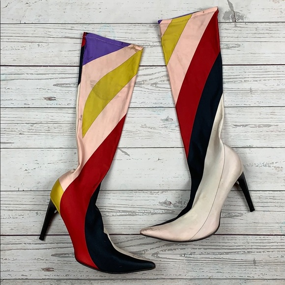 Nylon Sock Boots Heels 